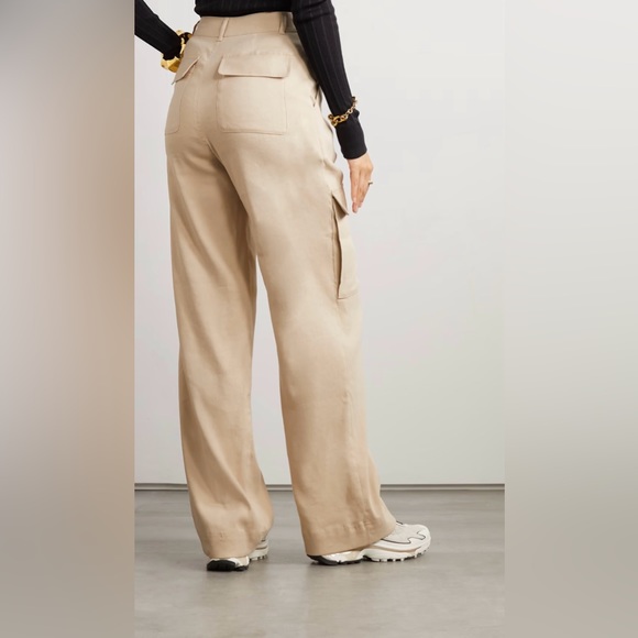 FRAME + NET SUSTAIN organic linen-blend high-rise straight-leg cargo trousers - Picture 3 of 9